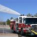 A fire truck spraying water
